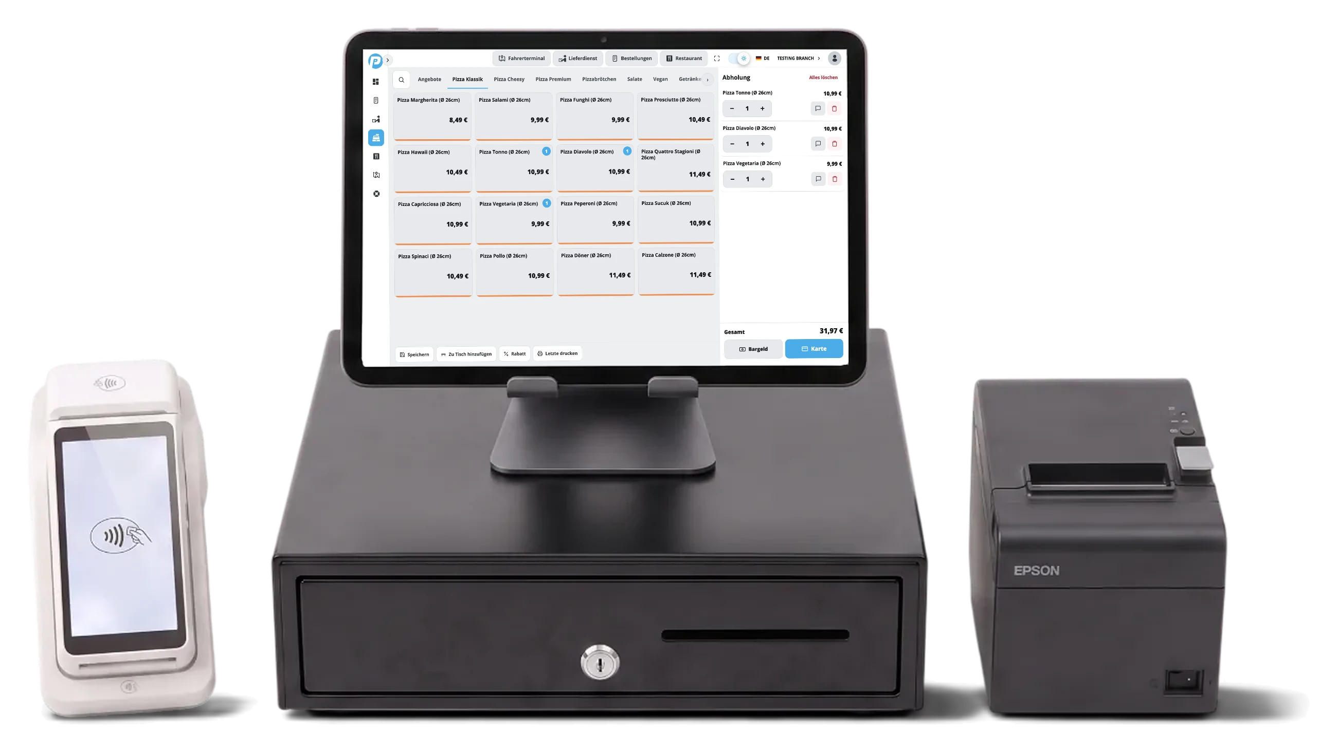 PayPoint POS set with display, receipt printer, cash drawer and card terminal