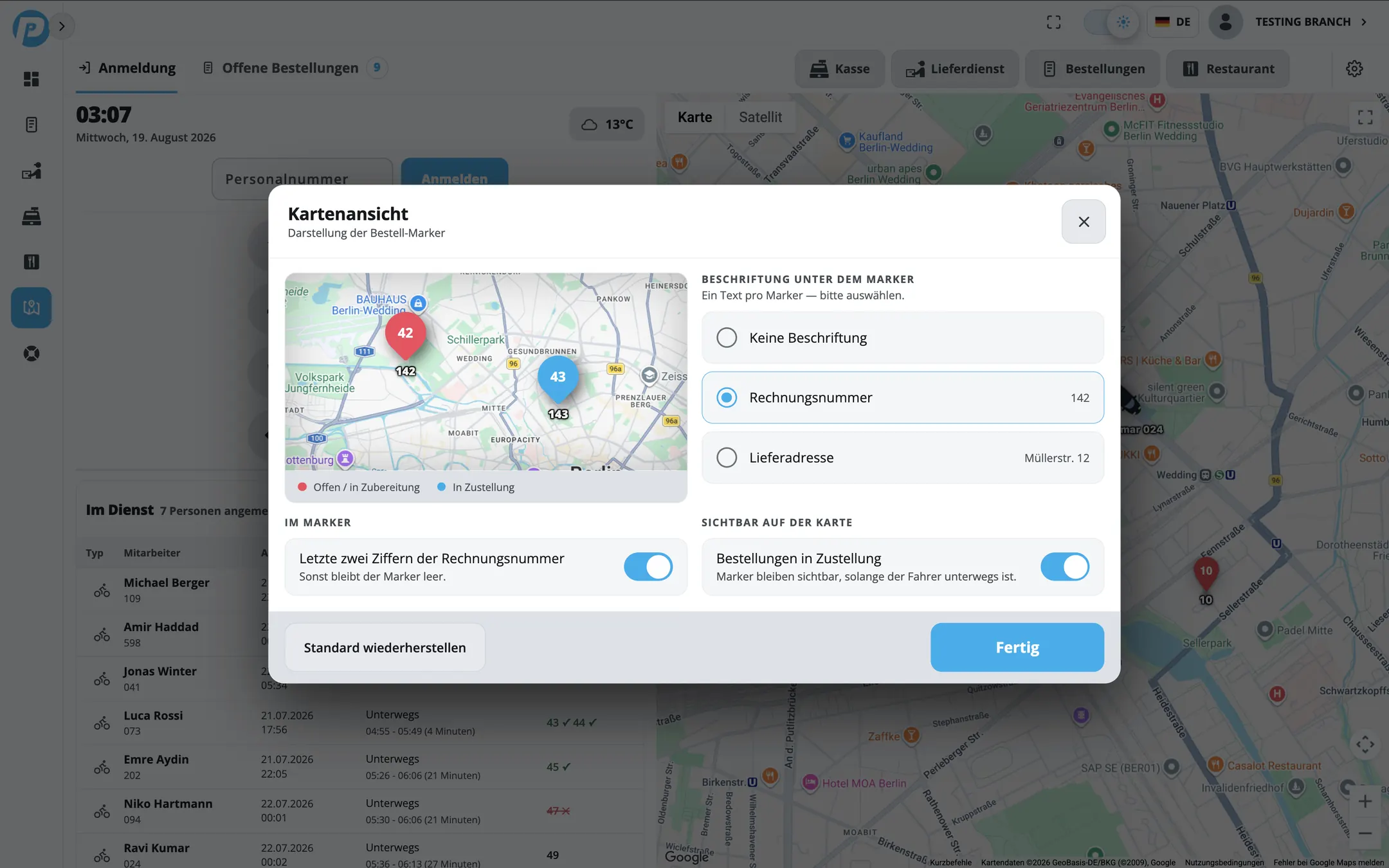 PayPoint Driver Terminal with a map view of every run in progress