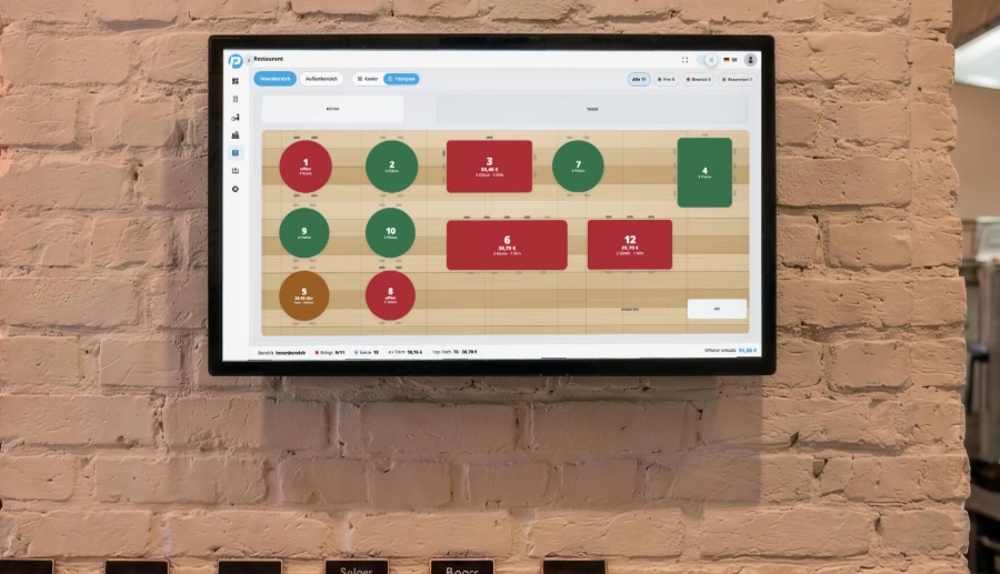 PayPoint table plan on the screen on the wall